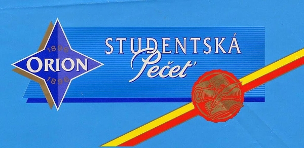 Čokoláda studentská pečeť - historický obal z roku 1994 PR - Historie - studentská pečeť